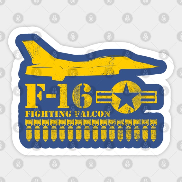 F-16 Fighting Falcon (distressed) Sticker by TCP